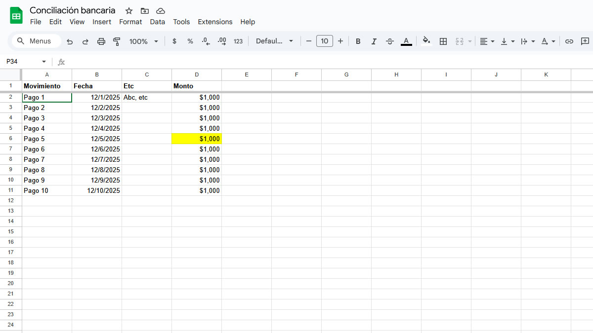 Conciliaci&oacute;n bancaria