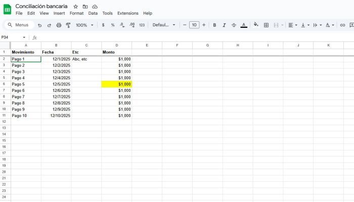 Conciliaci&oacute;n bancaria